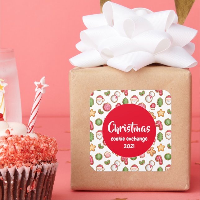 Sticker Carré Échange de cookies de Noël (Fête)