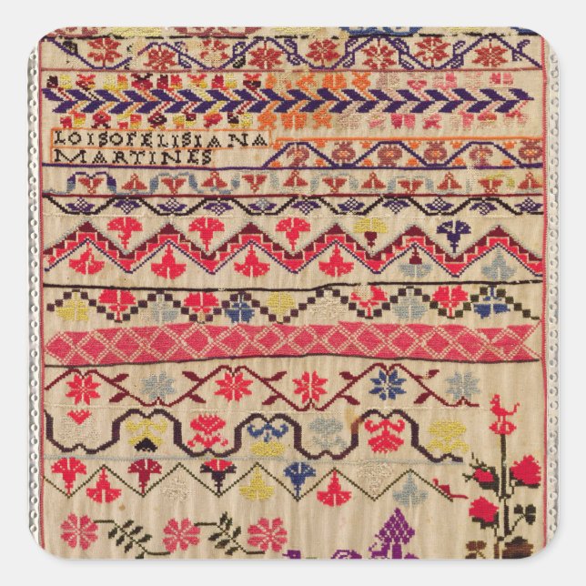 Sticker Carré Échantillon de broderie (Devant)