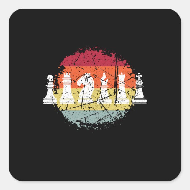 Sticker Carré Échecs Jeu d'échecs Pièces (Devant)