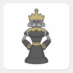 Sticker Carré Échecs King Crown Chess
