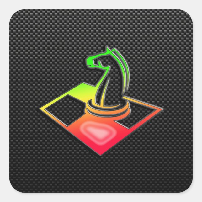 Sticker Carré Échecs lisses (Devant)