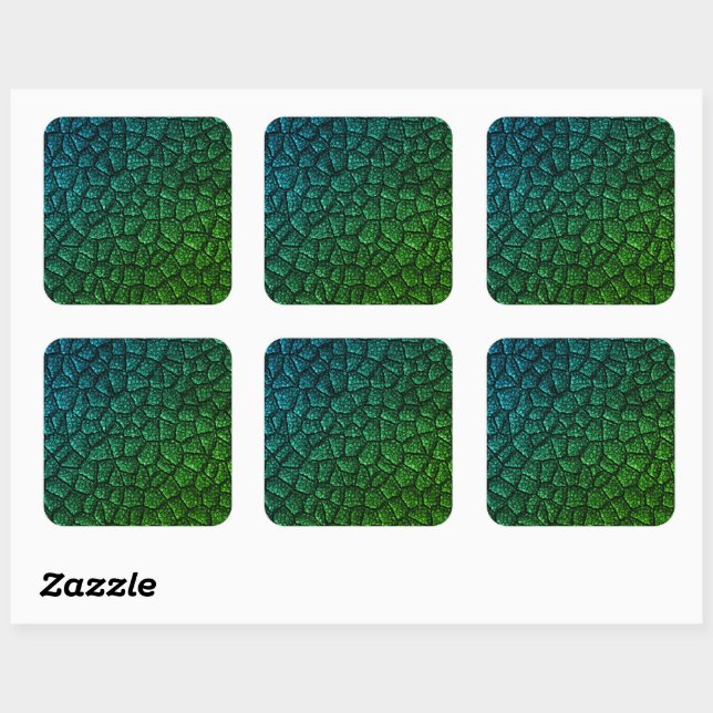Sticker Carré Échelle de dragon vert (Feuille)