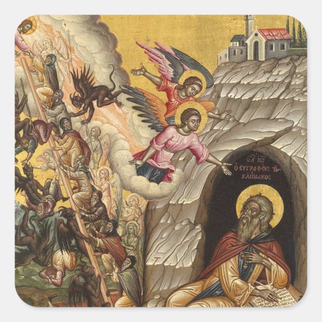 Sticker Carré Échelle de l'Ascent Divin par Emmanuel Tzanes (Devant)