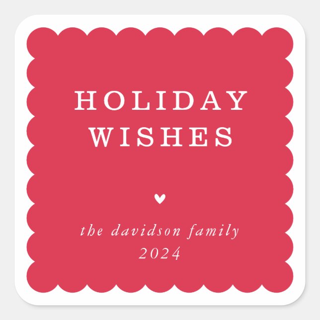 Sticker Carré ÉCHELLE EDGE moderne mignon frontière festive roug (Devant)