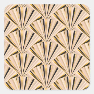 Sticker Carré Echelles Art Déco : Glamour d'or géométrique