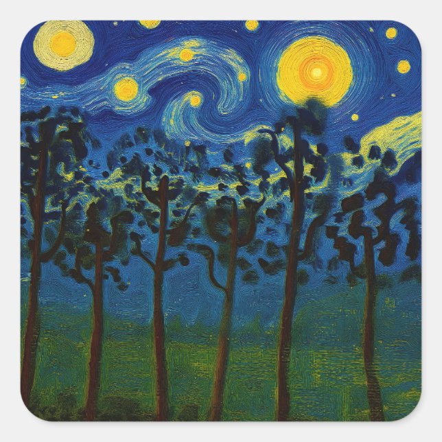 Sticker Carré Echos de Forêt de l'Infinité - Un paysage forestie (Devant)