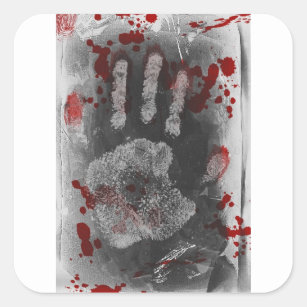 Sticker Carré Éclaboussure Handprint de sang