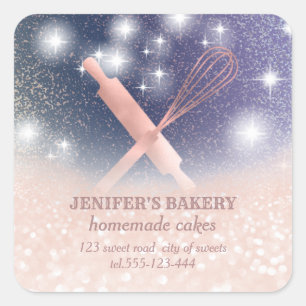 Sticker Carré Éclairage brillant rouleau pin & whisky chef boula