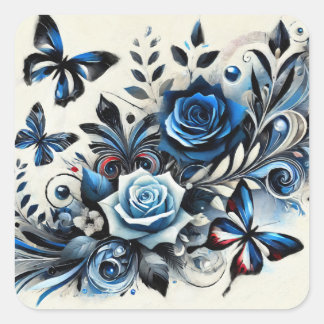 Sticker Carré Éclat Bleu Mystique