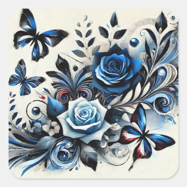 Sticker Carré Éclat Bleu Mystique (Devant)