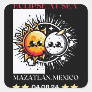 Sticker Carré Éclipse en mer Mazatlán, Mexique Total Éclips sola