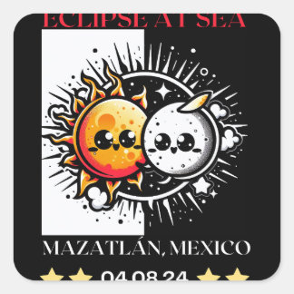 Sticker Carré Éclipse en mer Mazatlán, Mexique Total Éclips sola