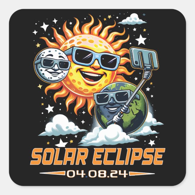 Sticker Carré Éclipse solaire totale Avril 2024 (Devant)