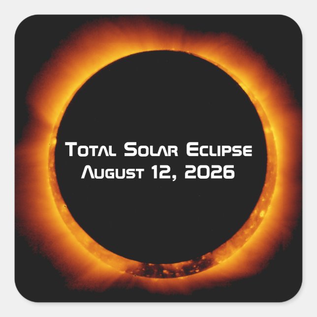 Sticker Carré Éclipse solaire totale de 2026 (Devant)