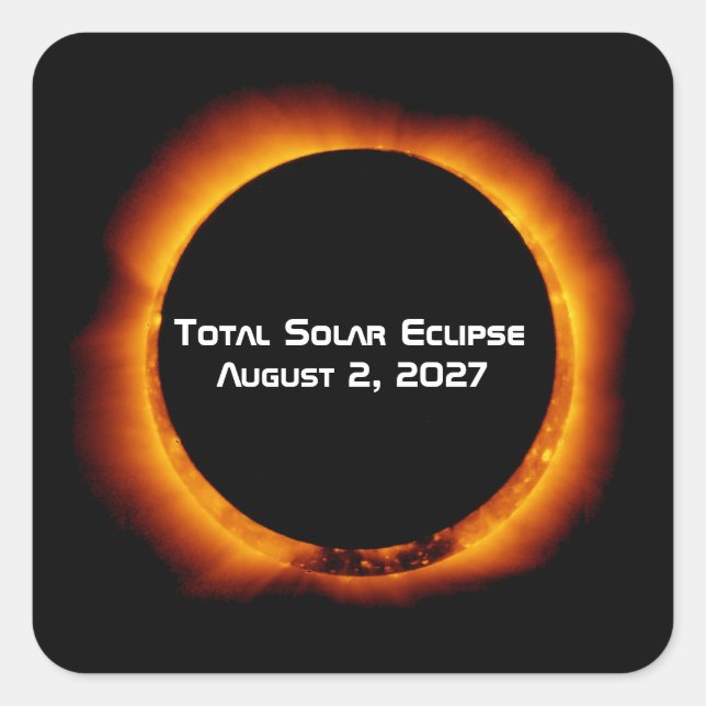 Sticker Carré Éclipse solaire totale du siècle 2027 (Devant)