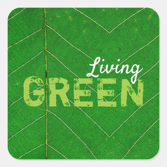 Sticker Carré Eco Friendly Living Green (Devant)