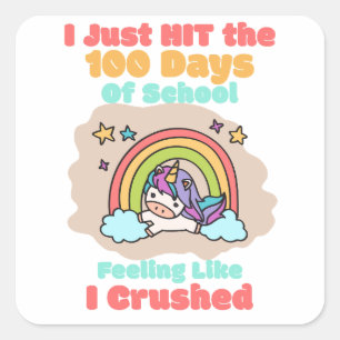 Sticker Carré École de 100 jours, je viens de frapper et écrasé