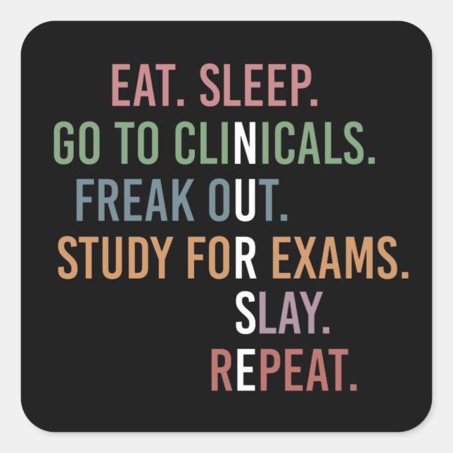 Sticker Carré École de soins infirmiers Futur Infirmière RN Cade (Devant)