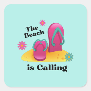 Sticker Carré École Hello Summer Beach Holiday