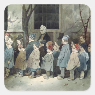 Sticker Carré Écoliers dans le terrain de jeu