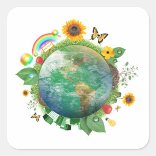 Sticker Carré Écologie : réutilisez -