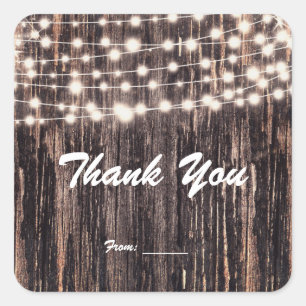 Sticker Carré Écorce rustique Bois et lampes à cordes automne pr