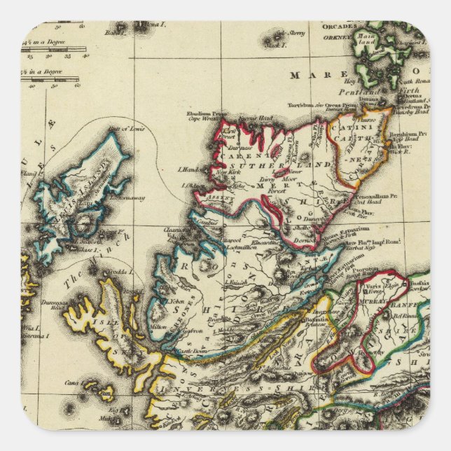 Sticker Carré Ecosse ancienne, moderne (Devant)