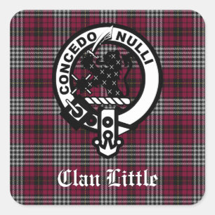 Sticker Carré Écosse Clan Little Crest Badge et Tartan Custom