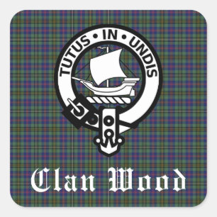 Sticker Carré Ecosse Clan Wood Crest & Tartan