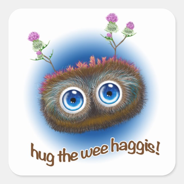 Sticker Carré Ecosse 'Hoots Toots Haggis' (Devant)