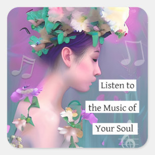 Sticker Carré Écoutez la musique de votre âme
