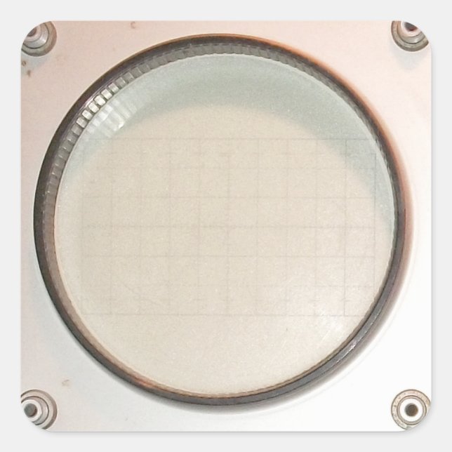 Sticker Carré Écran d'affichage vintage Oscilloscope (Devant)