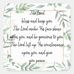 Sticker Carré Écriture biblique Aaron Bénédiction Numb 6:24-26