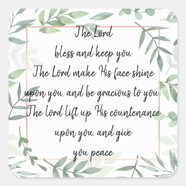 Sticker Carré Écriture biblique Aaron Bénédiction Numb 6:24-26 (Devant)