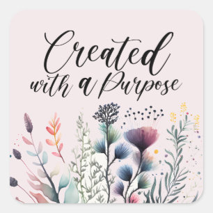 Sticker Carré Écriture Chrétienne Dire Floral