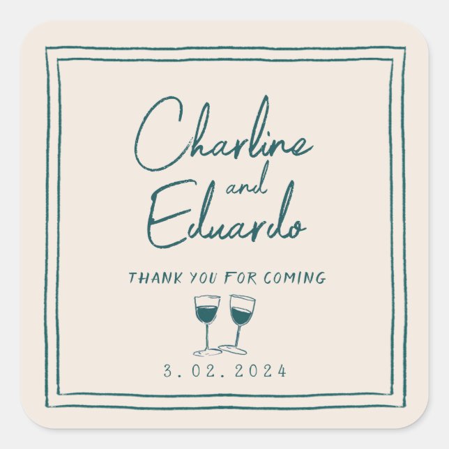 Sticker Carré Écriture contemporaine moderne Mariage rétro (Devant)