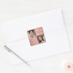 Sticker Carré Écriture de photo boho rose poussiéreuse botanique
