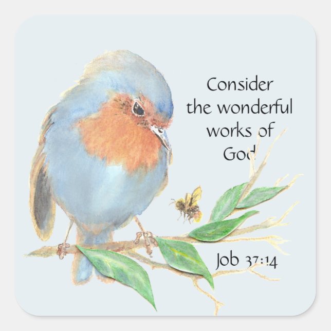 Sticker Carré Écriture Inspirante Citation Aquarelle Oiseau Art (Devant)