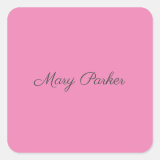 Sticker Carré Écriture manuscrite Nom professionnel simple rose