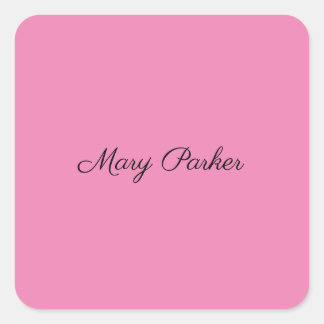Sticker Carré Écriture manuscrite Nom professionnel simple rose