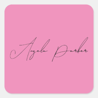 Sticker Carré Écriture manuscrite Nom professionnel simple rose