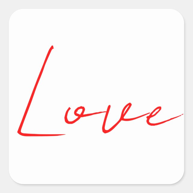 Sticker Carré Écriture Mariage tendance White Red Love Nom (Devant)
