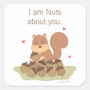 Sticker Carré Écrous Mignons Fou De Toi Jeu De Mots Amour Humour