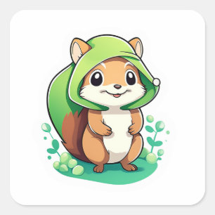 Sticker Carré Écureuil animal adorable