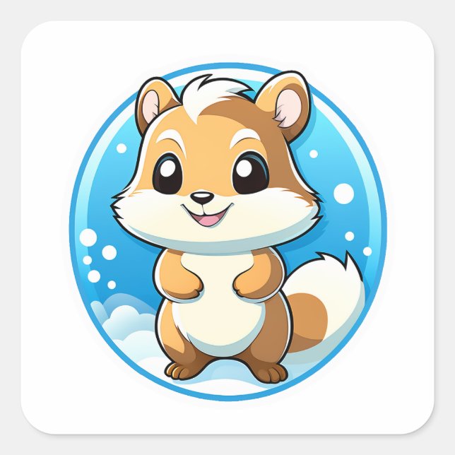 Sticker Carré Écureuil animal adorable (Devant)