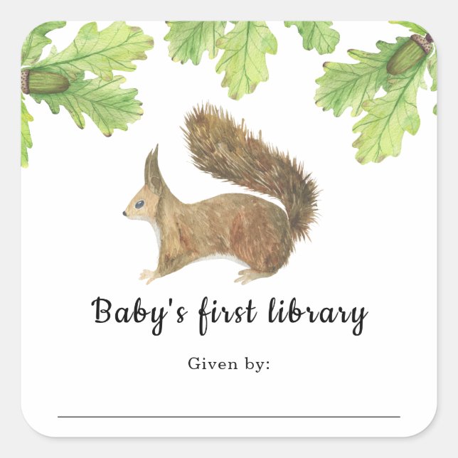 Sticker Carré Écureuil - première bibliothèque pour bébé (Devant)