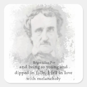 Sticker Carré Edgar Allan Poe Poet Melancholy Citation T-Shirt