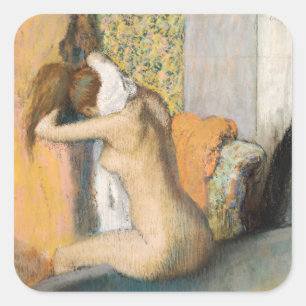 Sticker Carré Edgar Degas   Après le bain, femme Sécher le cou