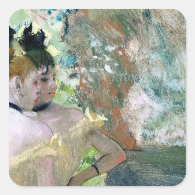 Sticker Carré Edgar Degas | Danseurs dans les ailes (Devant)