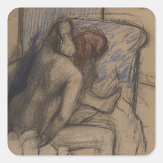Sticker Carré Edgar Degas | Femme Qui Sèche Ses Cheveux (Devant)